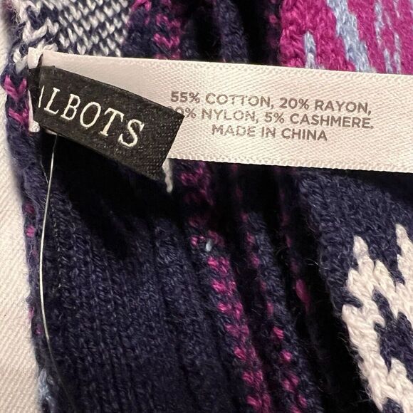 Talbots Cotton Cashmere Blend Women’s Scarf Fair Isle Nordic Holiday - Picture 3 of 4